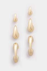 YOURSET 3 PACK Gold Tone Teardrop Hoop Earring Set | Yours Clothing 3