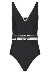 LTS Tall Women's Black Monochrome Belted Swimsuit | Long Tall Sally 8