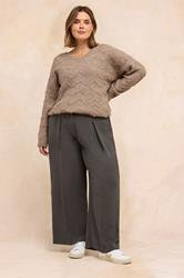 EVANS Plus Size Chocolate Brown Wide Leg Tailored Trousers | Evans 1