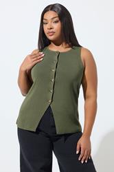 LIMITED COLLECTION Plus Size Khaki Green Knitted Waistcoat | Yours Clothing 3
