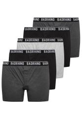 BadRhino Big & Tall 5 PACK Black & Grey Button Up Loose Fit Boxers