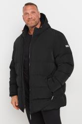 BadRhino Big & Tall Black Hooded Logo Puffer Jacket | BadRhino 2