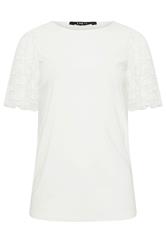 LTS Tall White Lace Sleeve T-Shirt