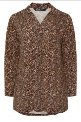 YOURS Curve Brown Jersey Leopard Print Shirt