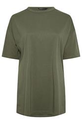 YOURS Curve Khaki Green Side Split Longline T-Shirt