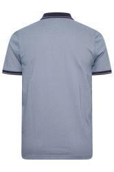 BadRhino Big & Tall Blue Textured Zip Neck Polo Shirt | BadRhino 2