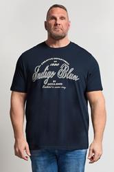 JACK & JONES Big & Tall Navy Blazer Blue Graphic T-Shirt | BadRhino 3