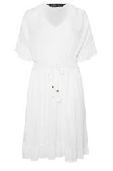YOURS Curve White Crinkle Beach Dress