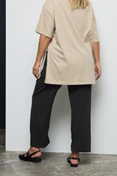 Plus Size Black Pull On Wide Leg Trousers | Yours Clothing 4