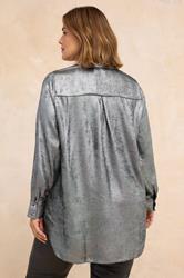 EVANS Plus Size Silver Metallic Long Sleeve Shirt | Evans  2