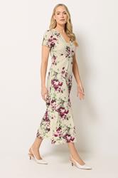 LTS Tall Women's Cream Floral Print Midi Dress | Long Tall Sally 1