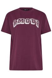 LTS Tall Burgundy Red 'Amour' Slogan Cotton T-Shirt