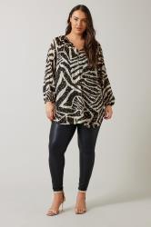 EVANS Plus Size Black & Gold Metallic Zebra Print Blouse | Evans 1