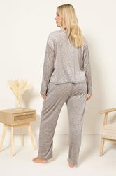 YOURS Plus Size Set Natural Brown Embossed Leopard Super Luxe Lounge | Yours Clothing 2