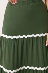 LTS Tall Women's Khaki Green Contrast Swirl Cotton Maxi Skirt | Long Tall Sally 4