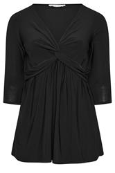 YOURS LONDON Curve Black Knot Detail Front Top