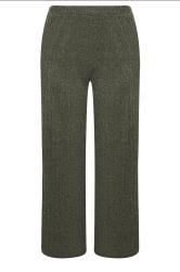 YOURS Curve Khaki Green Knitted Wide Leg Trousers