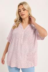 YOURS Plus Size Pink Crinkle Floral Notch Neck Top | Yours Clothing 3