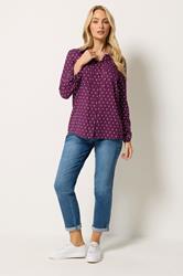 M&Co Women's Berry Purple Long Sleeve Dobby Shirt | M&Co 1