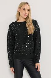 LTS Tall Black Disco Sequin Jumper | Long Tall Sally 3