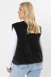 YOURS Plus Size Black Fleece Gilet | Yours Clothing 2