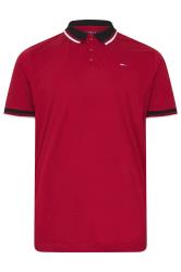 BadRhino Big & Tall Red Contrast Tipped Detail Polo Shirt