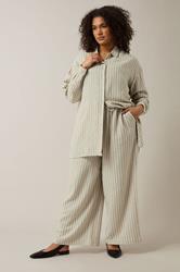 EVANS Curve Set Natural Brown Stripe Shirt & Trouser | Evans 3