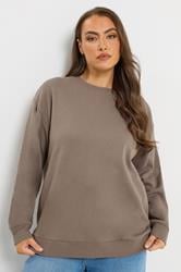 YOURSET Plus Size 2 PACK Chocolate Brown & Mocha Brown Sweatshirts | Yours Clothing 2