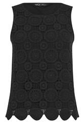 M&Co Petite Black Crochet Cotton Sleeveless Top | M&Co 5