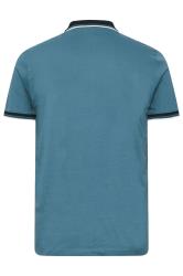 BadRhino Big & Tall Blue Contrast Tipped Detail Polo Shirt | BadRhino 7