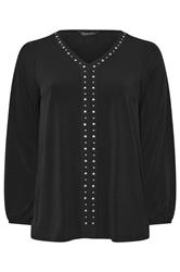 EVANS Curve Black Stud Detail Top