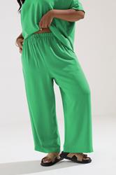 YOURS Plus Size Green Tie Waist Wide Leg Trousers | Yours Clothing 3