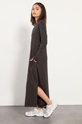 PixieGirl Petite Women's Chocolate Brown T-Shirt Cotton Maxi Dress | PixieGirl 1