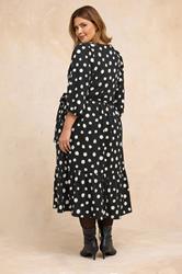 EVANS Plus Size Black Polka Dot Jersey Wrap Dress | Evans 2