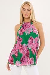 STAR Green Floral Pleated Halterneck Top | StarByJM 3