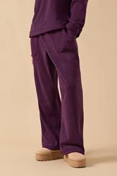 PixieGirl Petite Women's Burgundy Red Fleece Wide Leg Trousers | PixieGirl 1