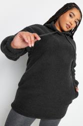 YOURS Plus Size Black Teddy Fleece Hoodie | Yours Clothing 3