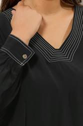 EVANS Plus Size Black Stitch Detail Blouse | Evans 6