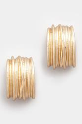 Gold Tone Textured Curve Stud Earrings | Yours Clothing 3