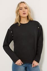 LTS Tall Women's Black Eyelet Detail Sweatshirt | Long Tall Sally 3