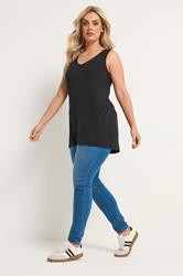 YOURS Plus Size Black V-Neck Core Vest Top | Yours Clothing 1
