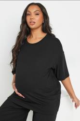 BUMP IT UP MATERNITY Plus Size Black Premium Ribbed Top | Yours Clothing 4