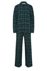 LTS Tall Navy Blue & Green Cotton Check Pyjama Set
