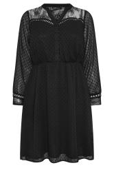 YOURS Curve Black Lace Dobby Midi Dress