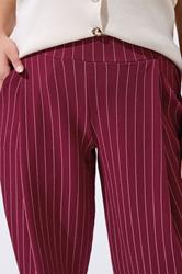 LIMITED COLLECTION Plus Size Burgundy Red Pinstripe Barrel Trousers | Yours Clothing 4
