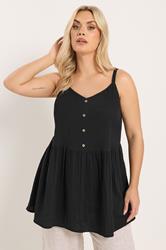 YOURS Plus Size Black Cheesecloth Sleeveless Top | Yours Clothing 3