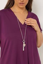 Silver Tone Long Pendant Charm Necklace | Yours Clothing 1