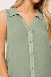 M&Co Sage Green Sleeveless Collared Shirt | M&Co 4