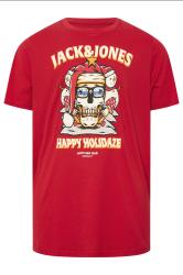 JACK & JONES Big & Tall Red 'Happy Holidaze' Print T-Shirt | BadRhino 2