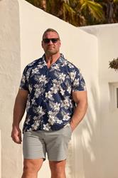 BadRhino Big & Tall Rust Orange & Navy Blue Leaf Print Shirt | BadRhino 3